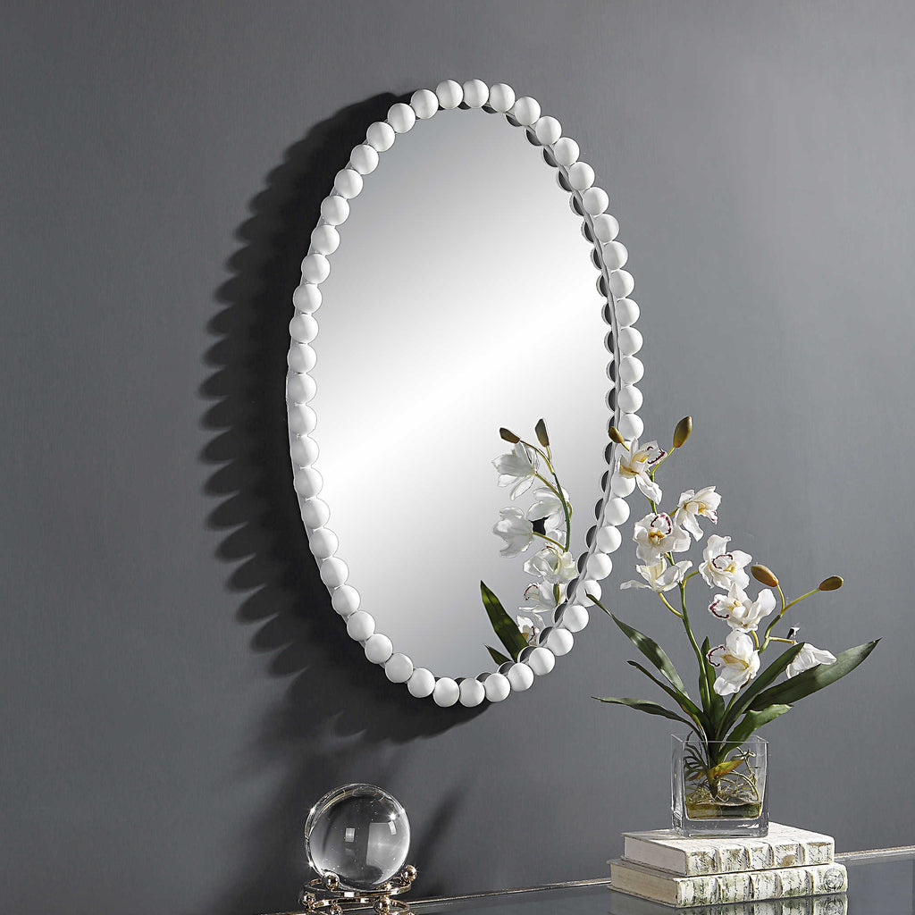 Serna Oval Mirror, White