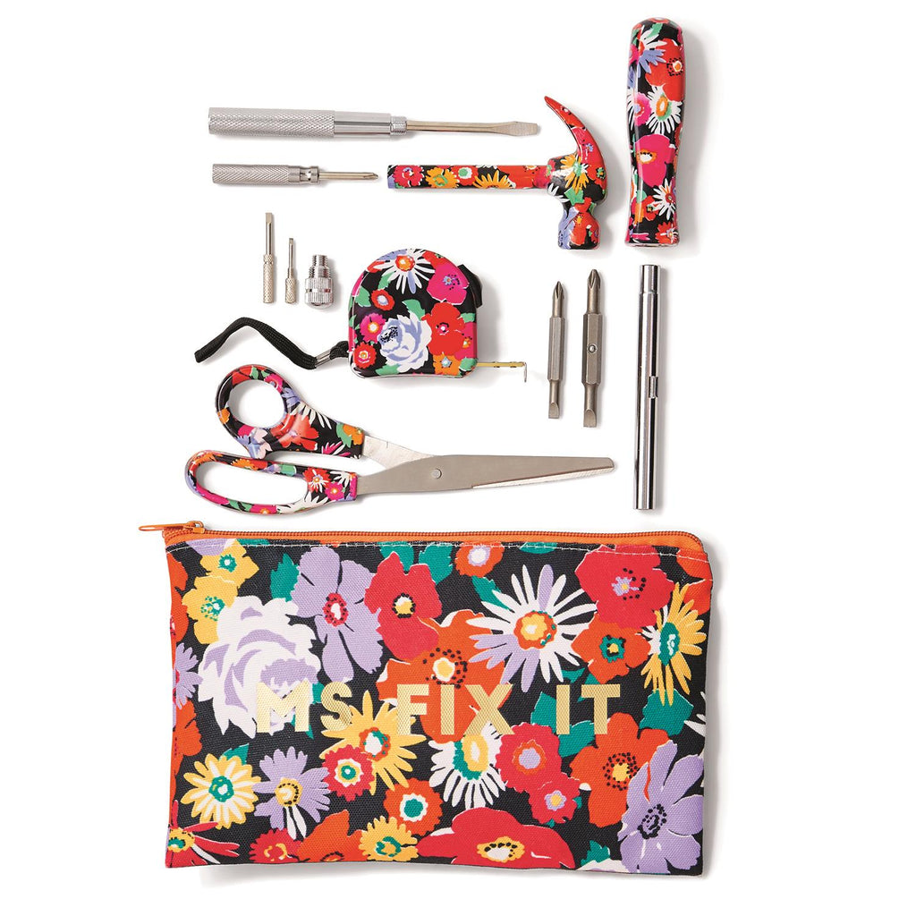 Multicolored Tool Set in Zipper Pouch