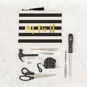 Tool Set in Zipper Pouch - White and Black