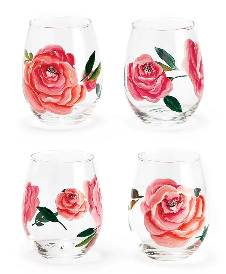 Rose Stemless Wine Glass Set of 4