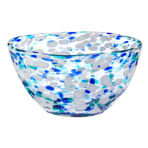 Glass Table Top Dinner Bowl Blue Confetti