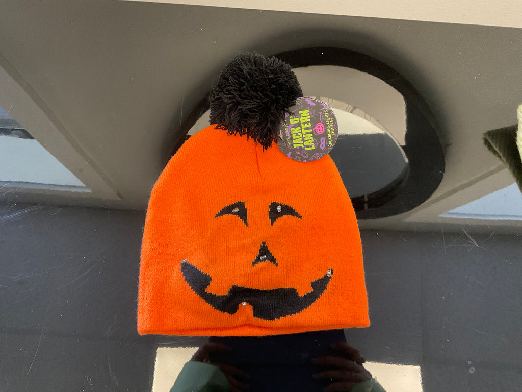 Knit Pumpkin Light Up Beanie