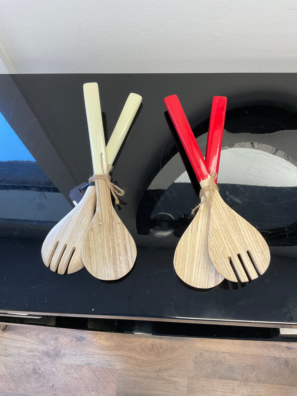 Lacquered Bamboo Salad Servers