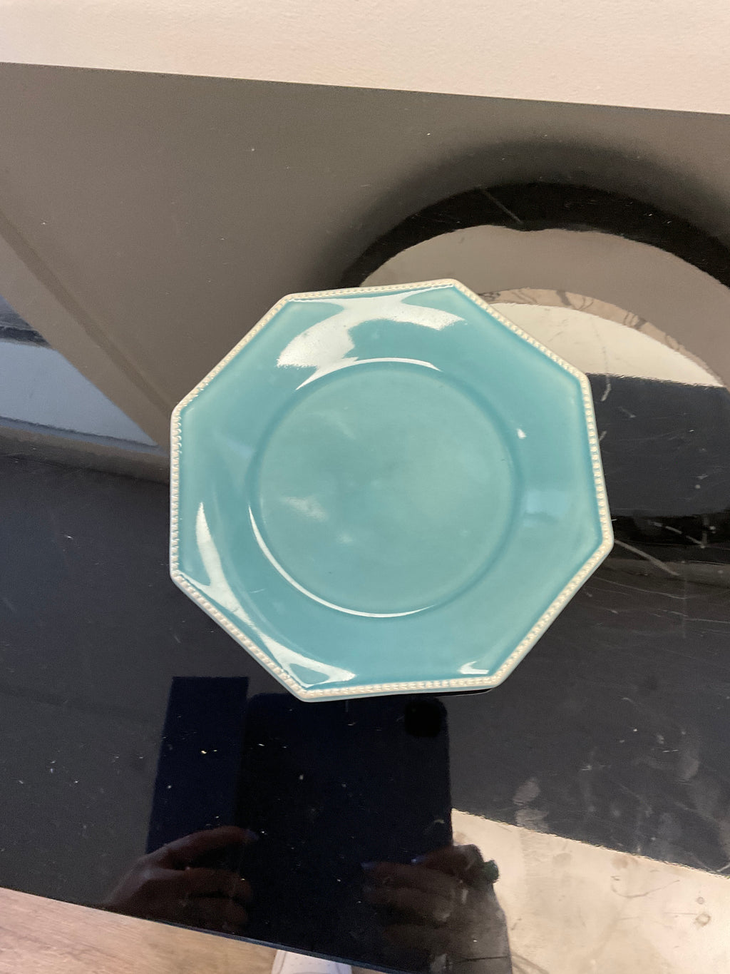 Avignon Octagon Bread Plates-Aqua