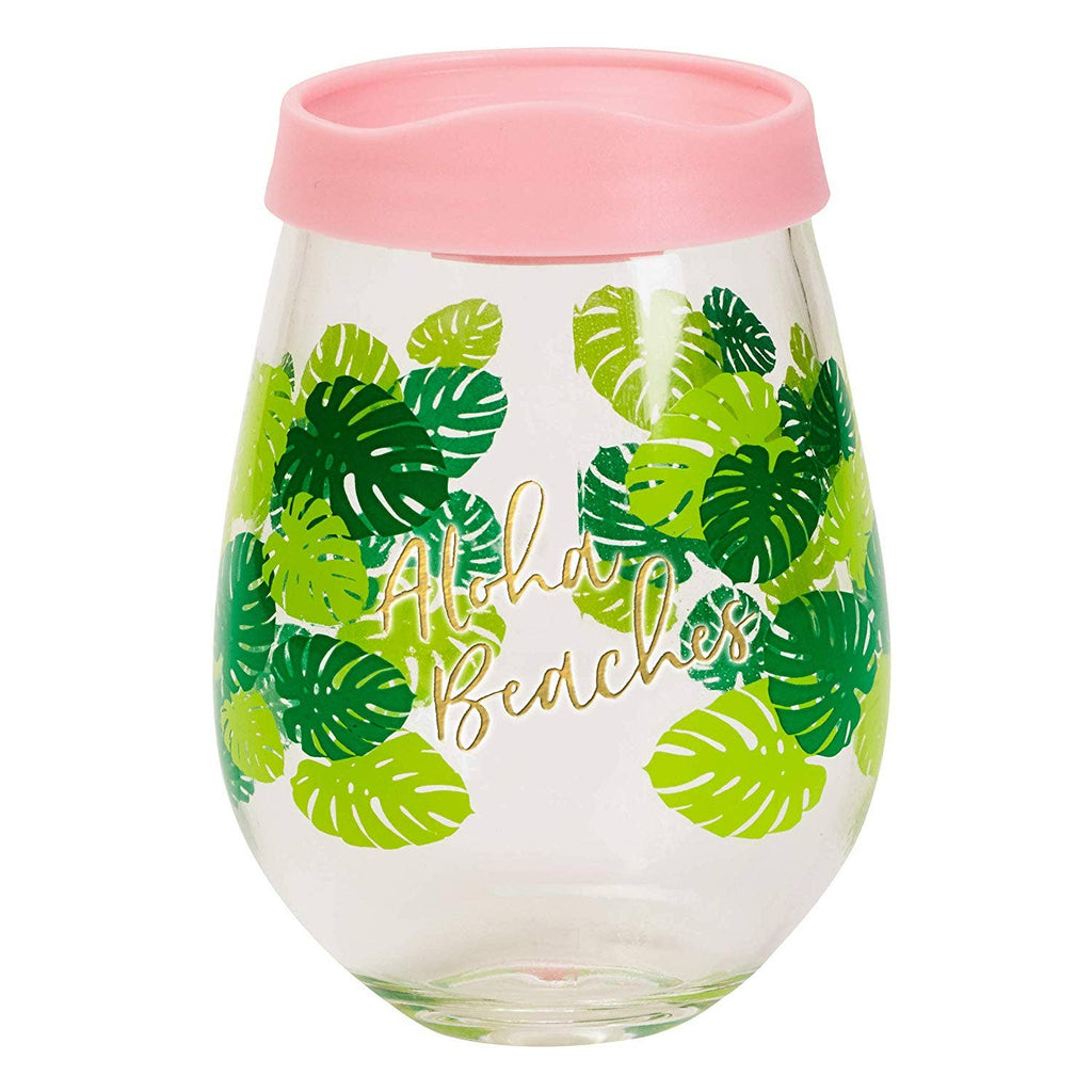 Aloha Beaches Wine Glass with Lid