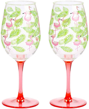 Flamingo Double Wine Glasses