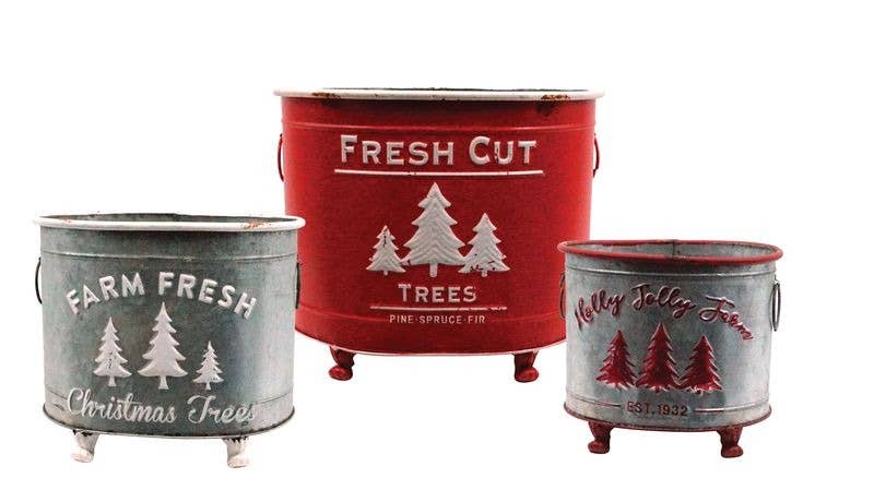 S/3 Metal Christmas Tree Pot