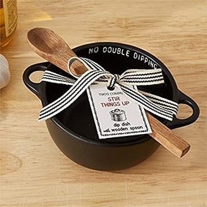 Twos Company Ceramic Bowl with Wooden Spoon