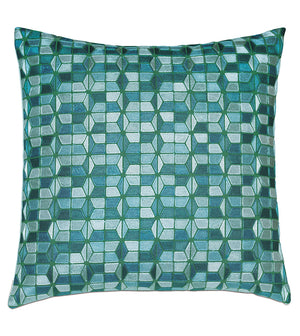 Labyrinth Teal Decorative Pillow 22x22