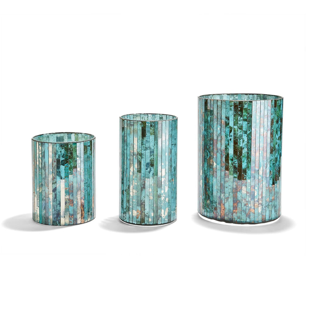 Azure Bars Set of 3 Mosaic Vase/Candleholder