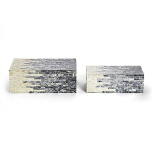 Tozai Grey/White Bars Decorative Covered Boxes