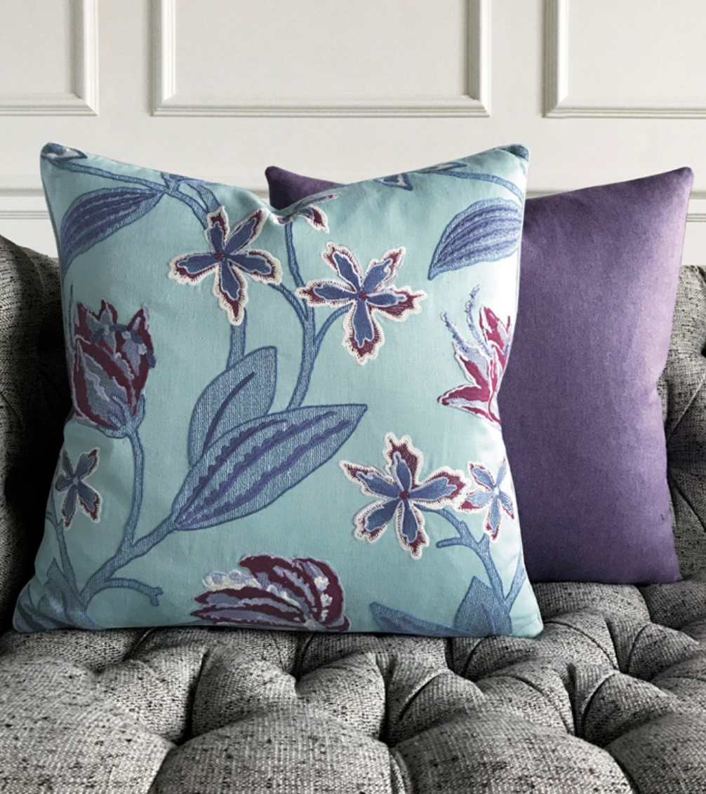 Beaulah Aqua Decorative Pillow 22x22