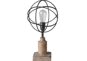 Bolton Table Lamp - Wood And Metal Atom