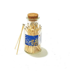 Twos Company Gold Stars Matches in Vintage Apothecary Jar