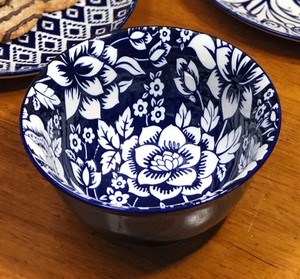Blue And White Flowered Bowl