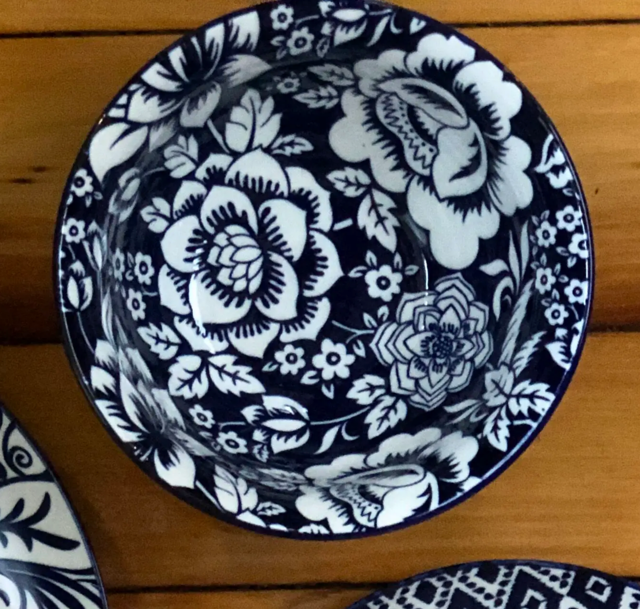 Blue And White Flowered Bowl
