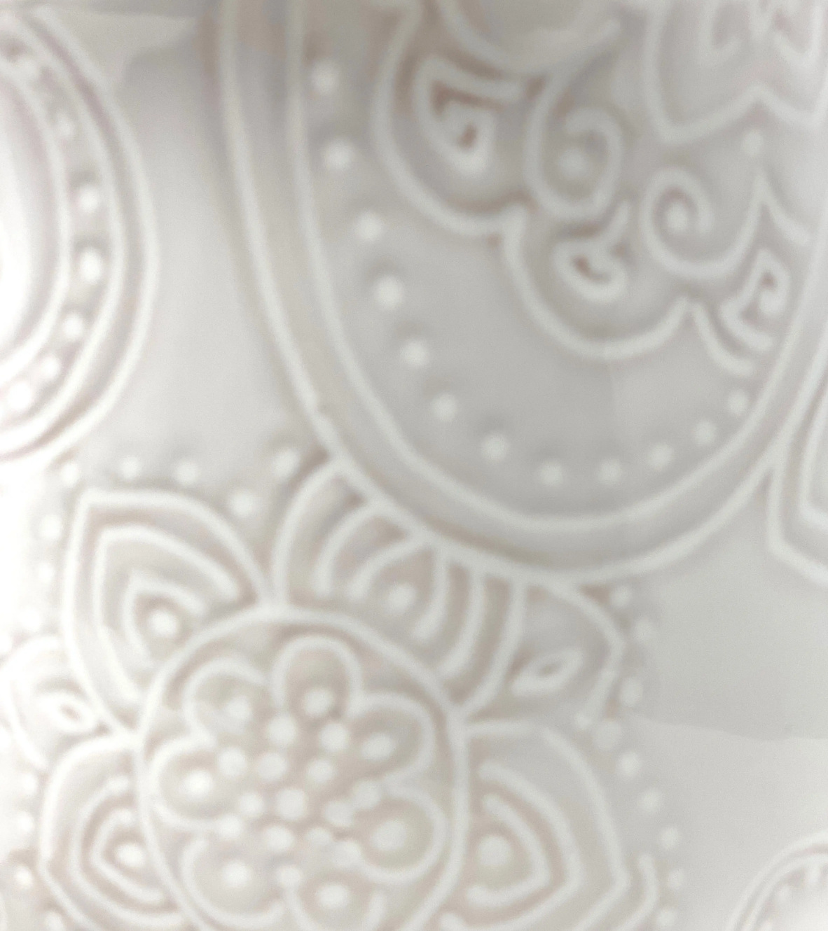 White Embossed Paisley Design Canister Set