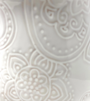 White Embossed Paisley Design Canister Set