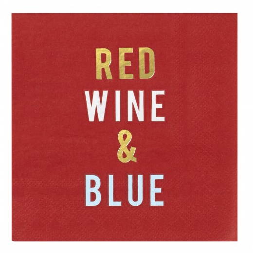 20 Ct Red Wine and Blue - Beverage Napkin